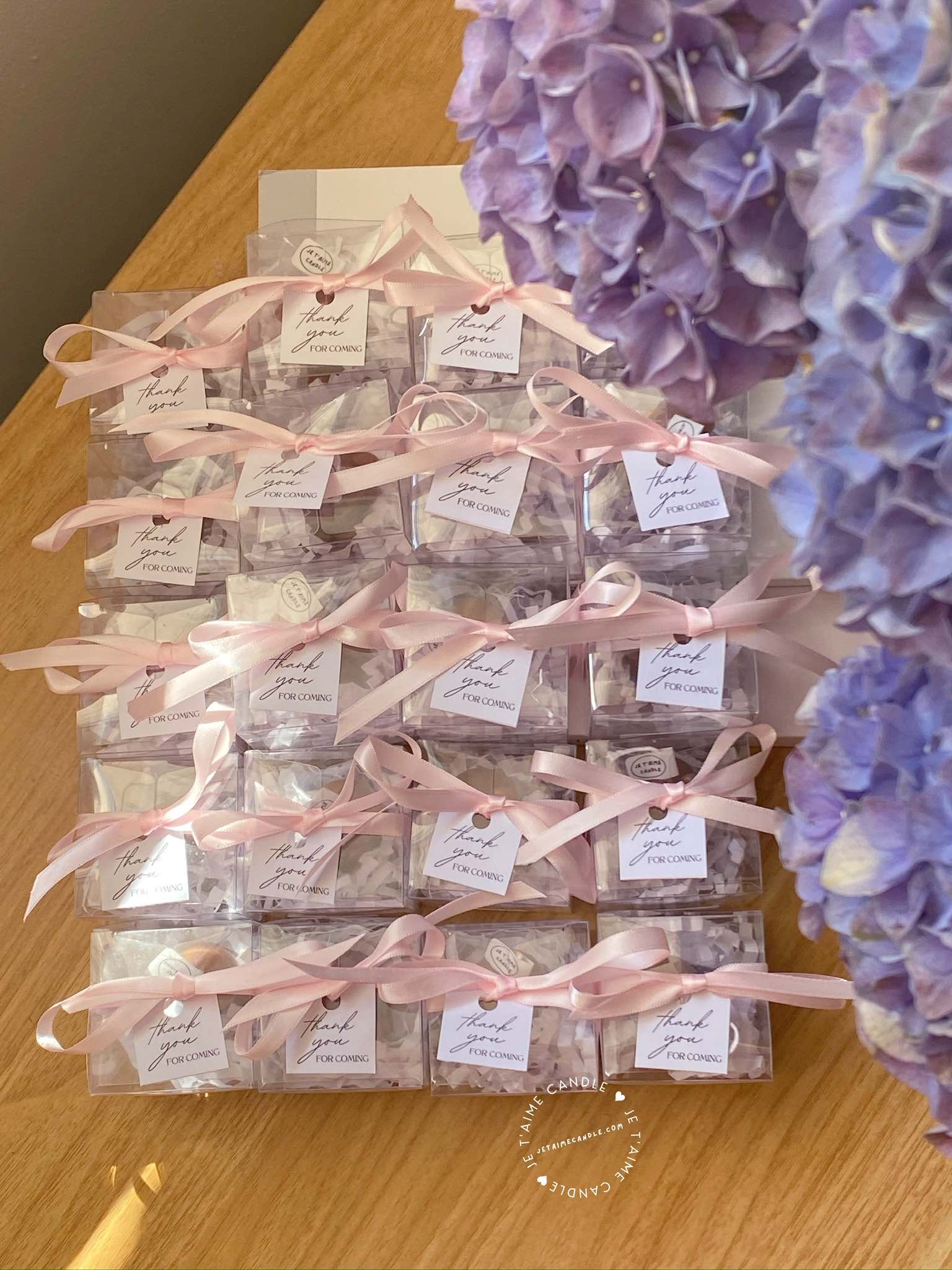 Mini Teddy Bear Candle in Gift Box with Personalized Label and Ribbon – a charming teddy bear-shaped candle, individually packaged with custom label and ribbon. Perfect for baby showers, gender reveals, and newborn celebrations, bringing warmth and a personal touch to any baby-themed event