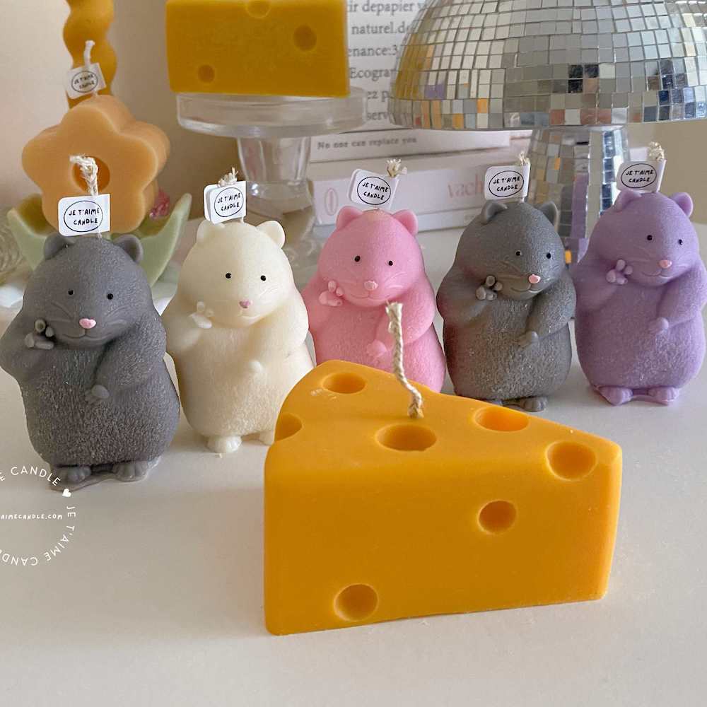 Adorable mouse figurines gathered on a table, perfect for bringing a playful vibe to your decor.