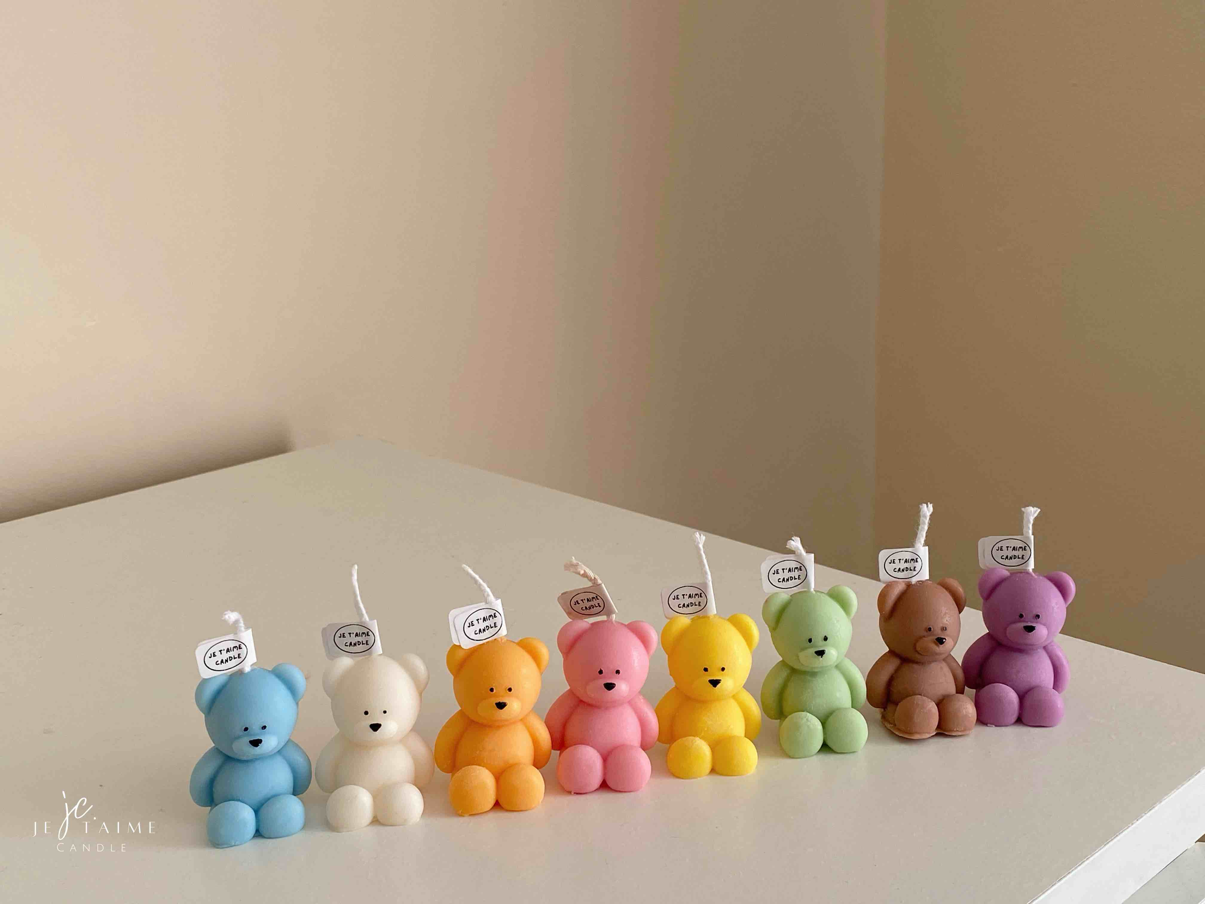 Mini Teddy Bear Candle in Clear Box with Personalized Labels and Ribbon Bow - Image 3