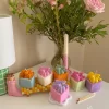 Aesthetic pastel-colored mini bear cake candles with 