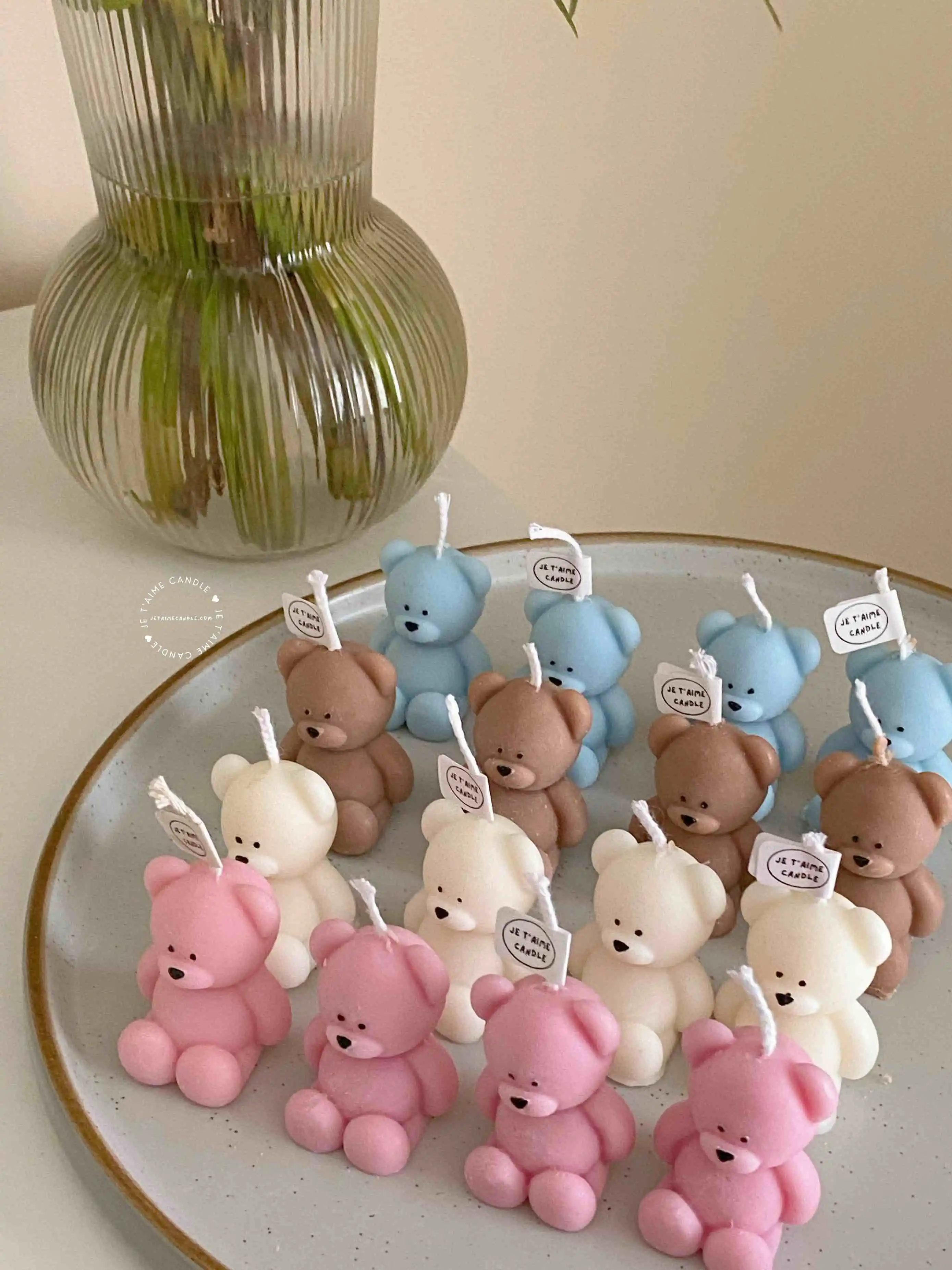 Clear Box Mini Bear Candle with Custom Label, Ribbon Bow, Baby shower gifts for guests - Image 21