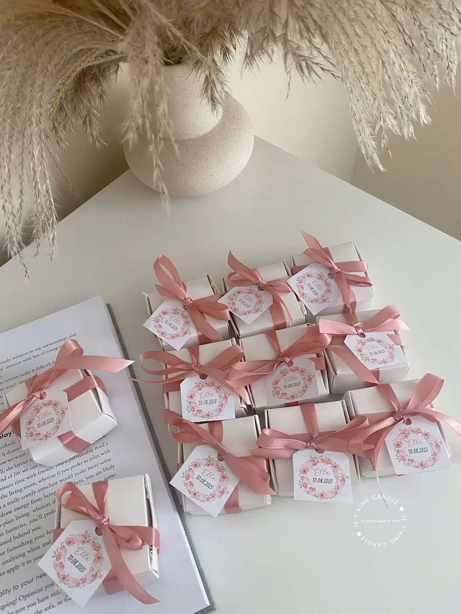 Personalized Wedding Daisy Flower Favors Bulk Candle Gift Box Set - Image 11