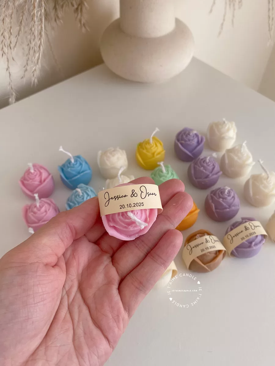 Mini Rose Candle Personalised Favor - Image 3