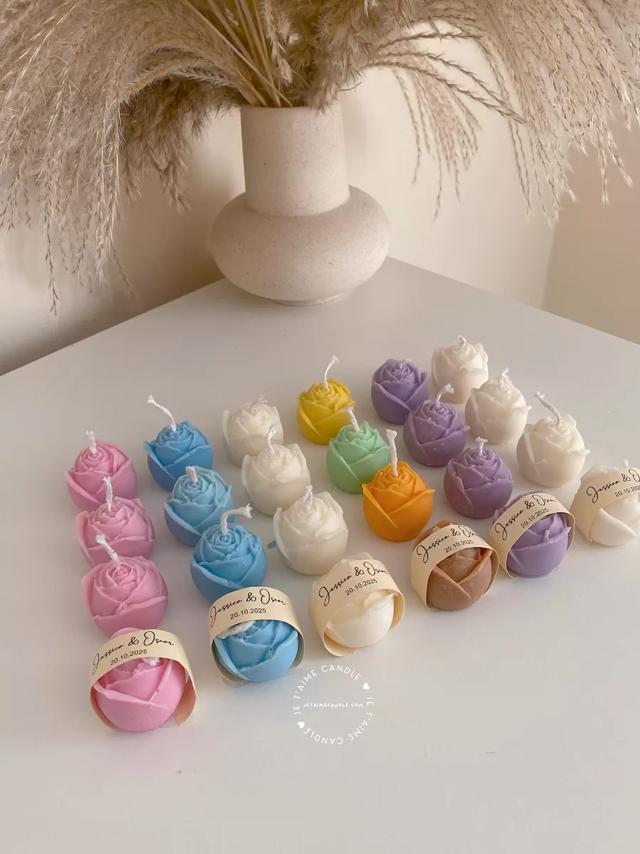 Mini Rose Candle Personalised Favor - Image 2