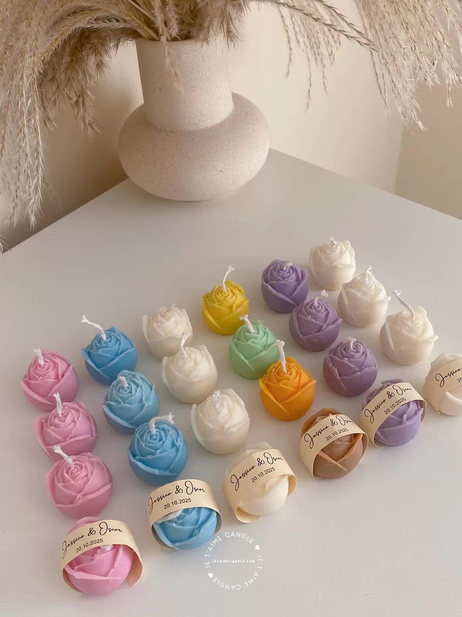 Mini Rose Candle Personalised Favor - Image 6