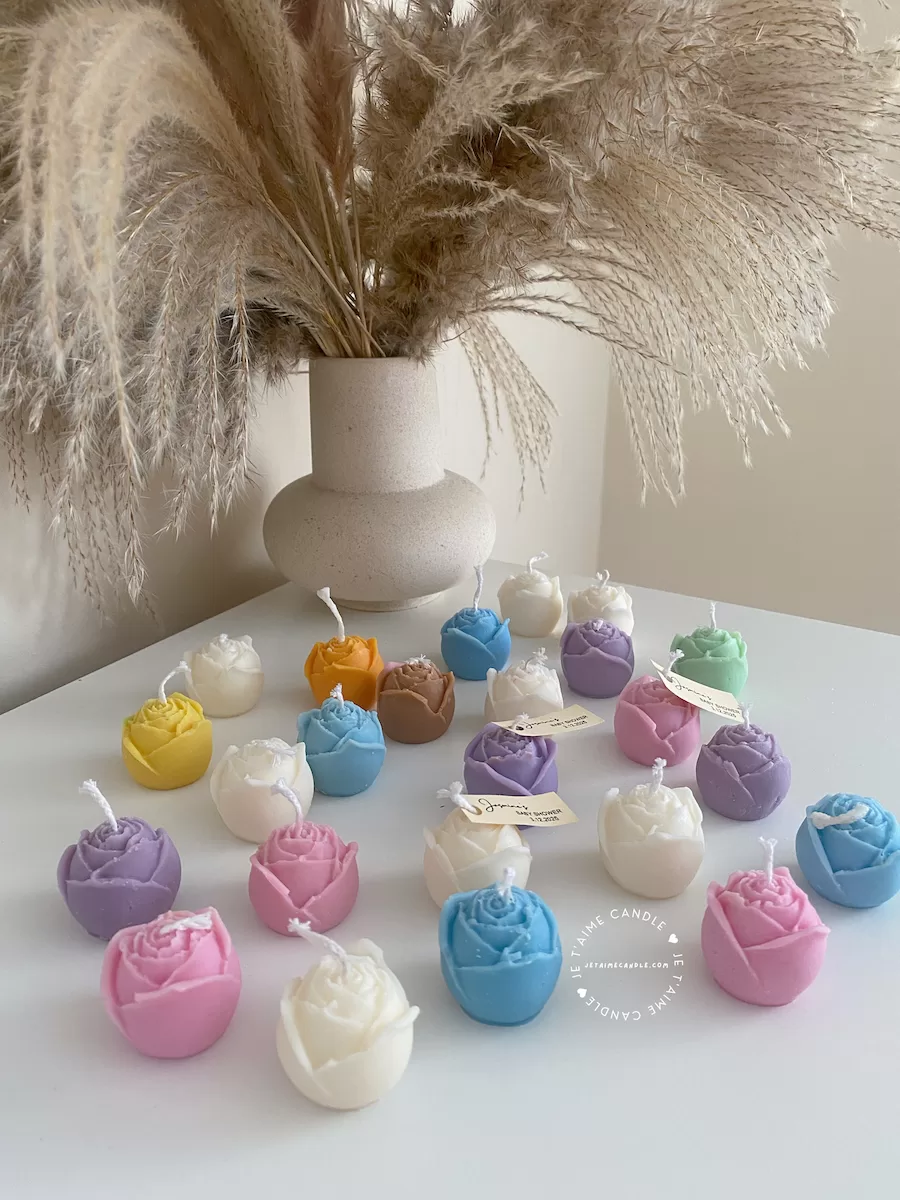 Mini Rose Candle Personalised Tag Favor - Image 5