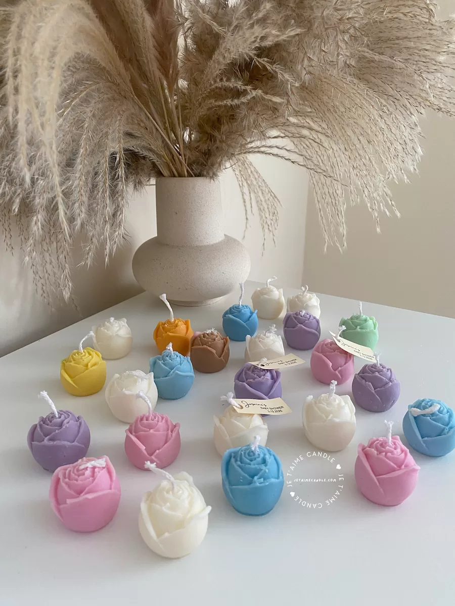 Mini Rose Candle Personalised Tag Favor - Image 8