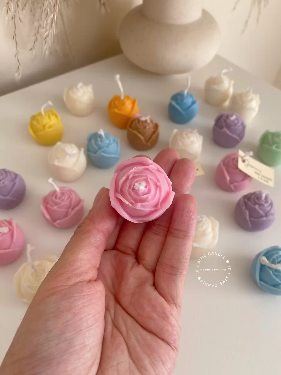 Mini Rose Candle Personalised Tag Favor - Image 4