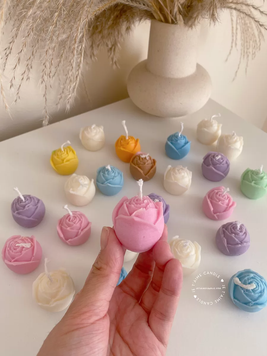 Mini Rose Candle Personalised Tag Favor - Image 2