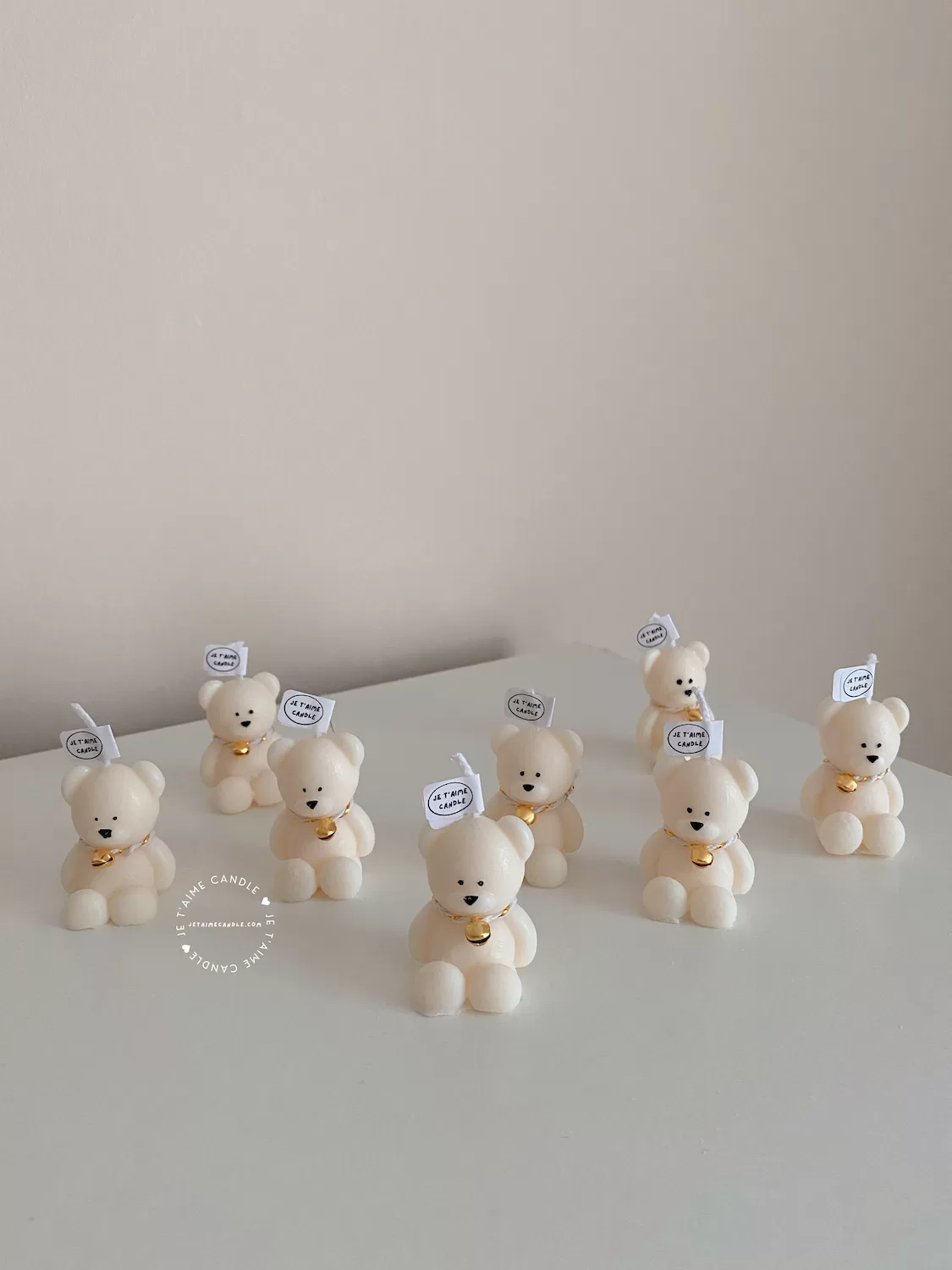 Mini Bear Candle with Bell Charm, Organza Bag - Image 7