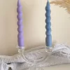 Spiral twist soy wax candles in pastel shades. Perfect for wedding tables, dinner parties, or modern home decor. Handmade and eco-friendly.