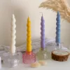 Spiral twist soy wax candles in pastel shades. Perfect for wedding tables, dinner parties, or modern home decor. Handmade and eco-friendly.