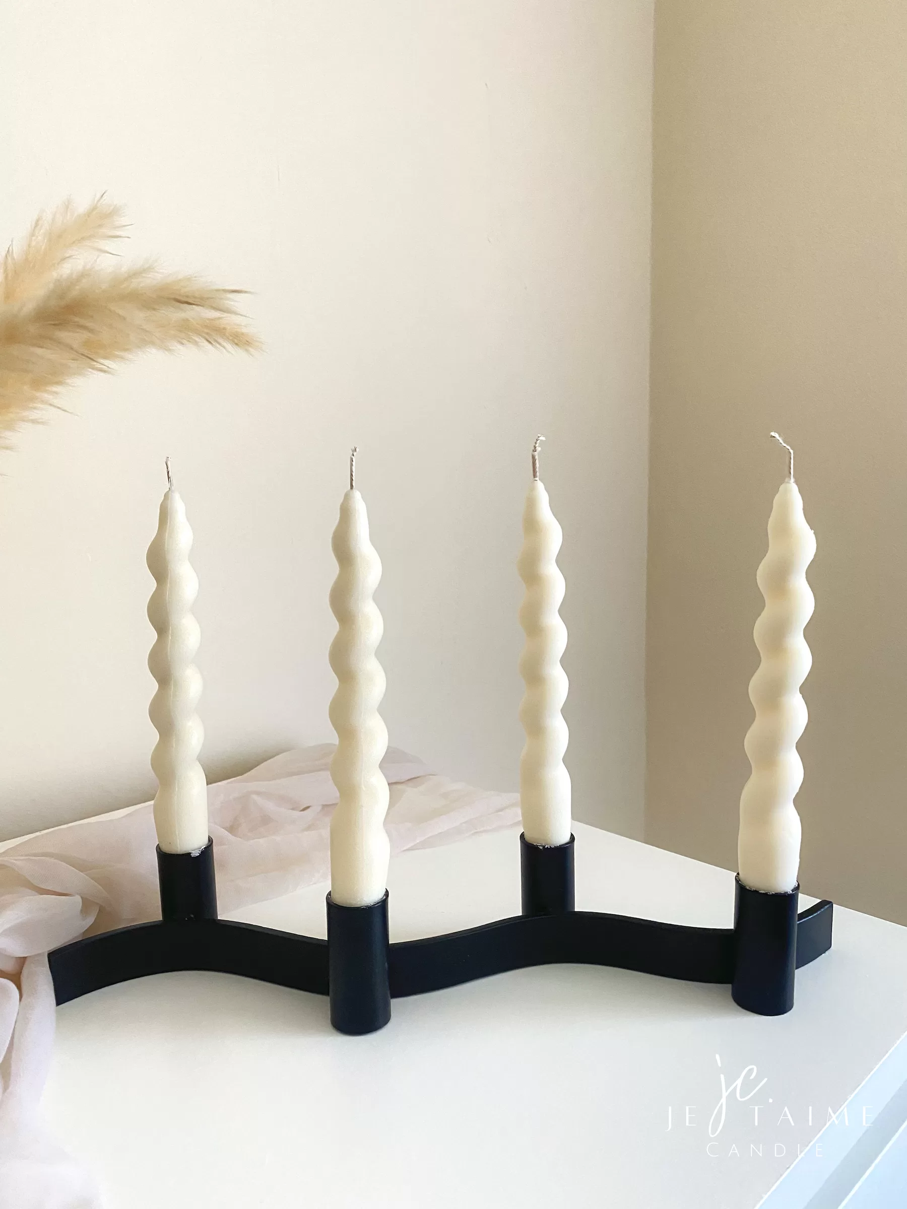 Spiral twist soy wax candles in pastel shades. Perfect for wedding tables, dinner parties, or modern home decor. Handmade and eco-friendly.